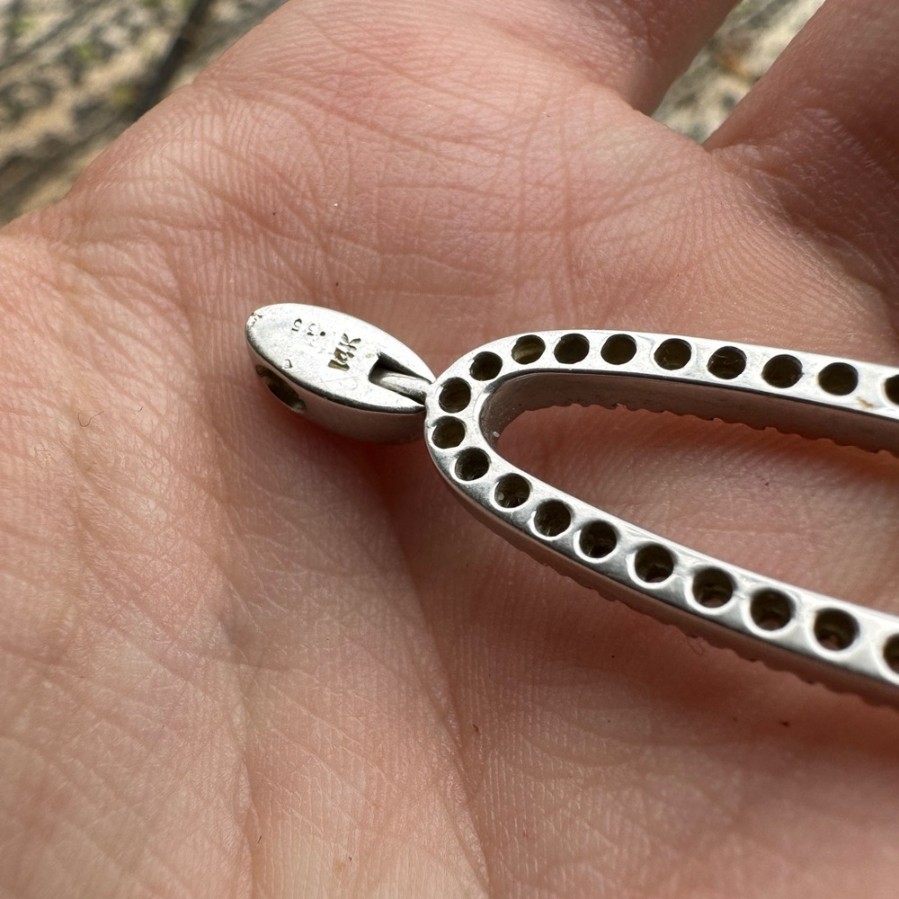 Vintage solid 14k white gold genuine diamond pendant - Picture 11 of 14